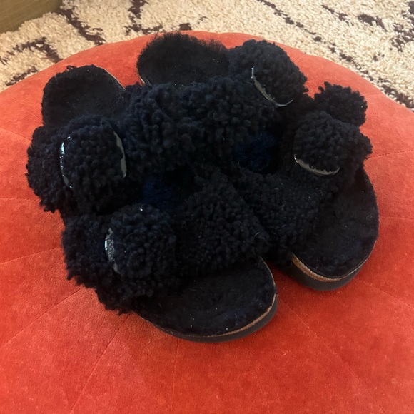 Papillio by BIRKENSTOCK Big Buckle Shearling Platform Sandal Black 41 - Picture 2 of 5